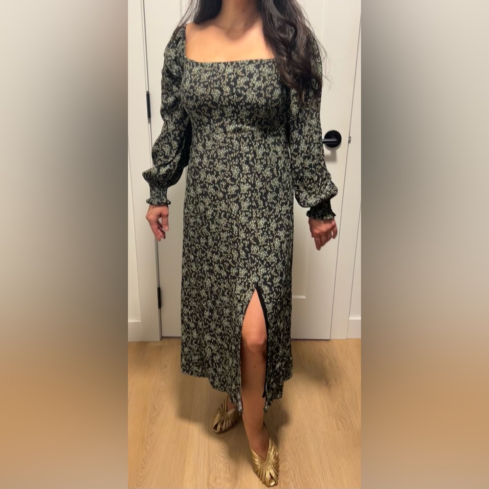 Ever New Black and Green Floral Long Sleeve Dress